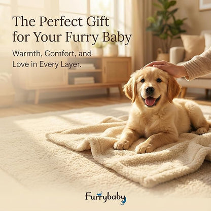 furrybaby Dog Blanket Soft Dog Blankets for Large Dogs Puppy Essentials Washable Sherpa Fleece Cat Blanket 32x40 Inches for Bed Furniture Couch Sofa (Medium, Beige)