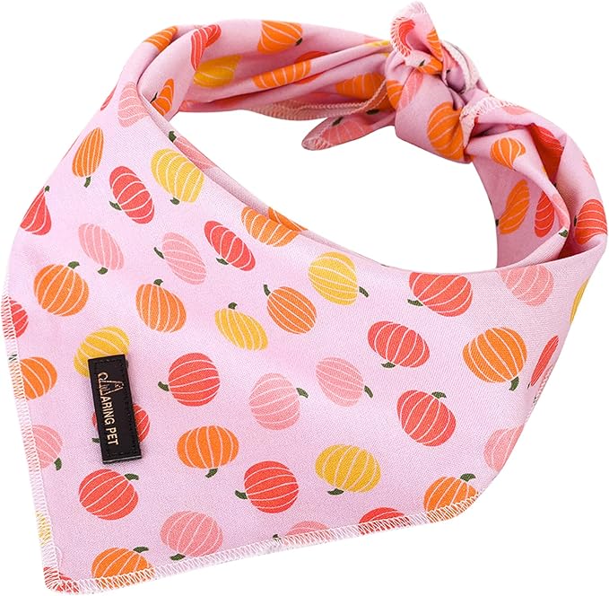 ARING PET Halloween Dog Bandanas, Cotton Pink Pumpkin Pet Bandanas Cute Triangle Bibs Scarf for Small Medium Large Boy Girl Dogs and Cats-S