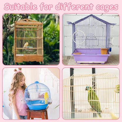 Shappy Large Bird Cage Cover, Bird Cage Seed Catcher, Adjustable Star Pattern Nylon Mesh Net for Parrot Parakeet Macaw Pet Supplies(Pink)