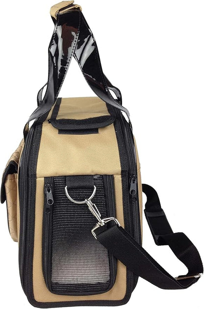 Pet Life ® 'Mystique' Fashion Designer Travel Soft-Folding Airline Apprived Pet Dog Carrier with Quilted Front Pocket