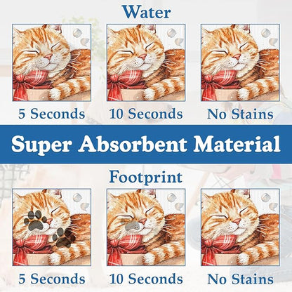 Cat Dog Cat Food Mat–Christmas Stocking Absorbent Waterproof Placemat for Food and Water Bowls, Non Slip Rubber Backing, Feeding Mat for Clean Floors 12"x20"