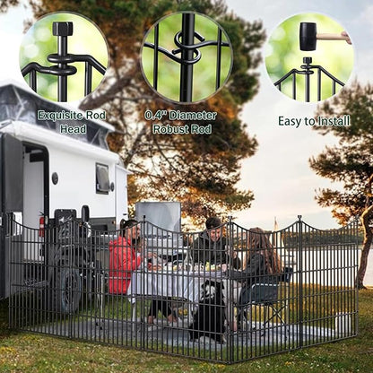 5 Panels No Dig Dog Fence Outdoor for Yard, 48 in(H) X 13.13 ft(L) Decorative Tall Garden Fence Animal Barrier, Rustproof Metal Wire Garden Edging and Borders, Temporary Fencing Stakes