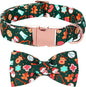 Christmas Dog Collar, Cute Winter Holiday Collars Green Christmas Tree and Snowman Print Metal Buckle Collar Adjustable Sturdy Collars for Medium Girl Boy Dogs