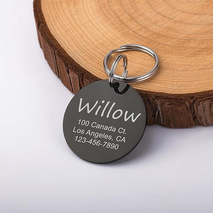Anavia Personalized Pet ID Tags, Stainless Steel Glossy Laser Engraved Dog Cat Collar Name Tags, Multiple Colors Shapes Sizes (Round, Regular)