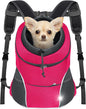 YUDODO Dog Front Carrier Backpack, Adjustable Breathable Pet Carrier for Small Dogs, Ventilated Puppy Back Pack with Safety Belt, Lightweight Doggy Backpack for Hiking Outdoor (Rose, M)