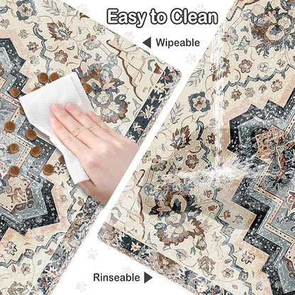 Dog Food Mat for Pet Cat Food Mat, Boho Absorbent Quick Dry Dog Bowl Mats for Food and Water, Non-Slip Cat Pet Feeding Mats for Floor Placemats 12"x20"