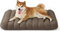 LE SURE Cute Orthopedic Dog Bed Medium Size Dog, Waterproof Chic Flat Pet Beds with Removable Washable Cover, Fuzzy Thick Egg Crate Foam Pet Mat for Indoor Use (30" x 20", Brown)