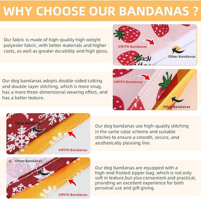 Summer Spring Dog Bandanas 2PCS, Premium Durable Fabric Dog Scarf Bid Handkerchief Bandanas for Boy Girl Small Medium Large Dogs (Large)