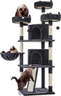 Yaheetech 68.5in Cat Tree for Large Cats, Multi-Level Cat Tower with 3 Wide Perches, Large Condo, Stable Pet Play House w/Sisal-Covered Scratching Posts & Board, Black