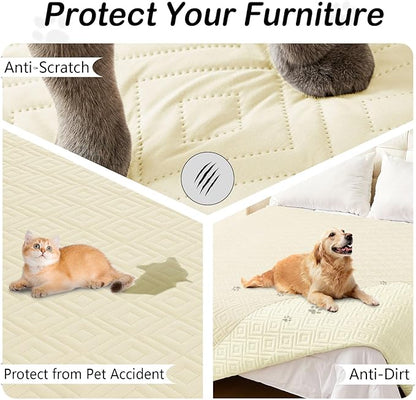 hyha Waterproof Dog Blanket, Soft Dog Bed Cover Pet Blankets, Waterproof Sofa Couch Cover for Dogs Washable, Reversible Pet Couch Covers for Sofa Furniture (30x70 Inch, Beige/Beige)