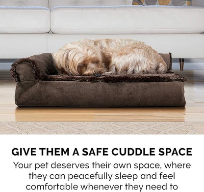 FurHaven Orthopedic Dog Bed for Large Dogs, L-Shaped Chaise Mattress, Egg Crate with a Solid Orthopedic Foam Base for Joint Support, Removable Washable Cover, Jumbo XL, Plush & Velvet, Sable Brown