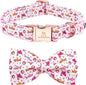 Lionheart glory Dog Collar Shark Print Dogs Bow Collar Adjustable Soft Pink Dog Collars Male or Female Summer Spring Collars with Bowtie for Small Dogs Puppy