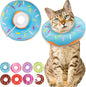Cat Cone Collar Soft, Cute Cat Donut Collar After Surgery, Adjustable Kitten Recovery Cones to Stop Licking, Lightweight Neck Elizabethan Collars for Cats Kittens (Blue, Medium)