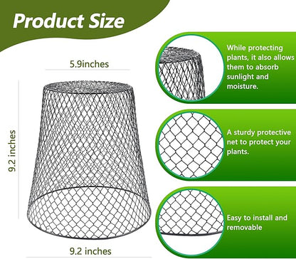 Anothera 20Pcs Chicken Wire Cloche Plant Covers, 9.2×9.2 Inches Plant Protectors from Animals, Metal Garden Plant Cages for Outdoor Plants, Keep Rabbits, Squirrels, Birds Out