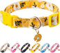 Cotton Dog Collar Yellow Flower Pattern for Boys and Girls Cute Dog Collars Summer Fall Gift Adjustable for Medium to X-Large Breed Dogs (L)
