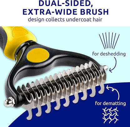 Pat Your Pet Deshedding Dog Brush For Shedding – Cat Brushes For Indoor Cats, Double-Sided Cat Brush Deshedding & Grooming Tool For Long Haired And Short Haired Dogs, Skin-Friendly