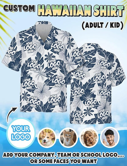 Custom Hawaiian Shirt with Face Photo Picture for Men Women Kids Youth Adult, Tropical Personalized Hawaiian Shirts Gift