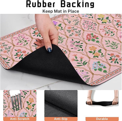 Absorbent Pet Dog Bowl Mat for Food and Water, Pet Cat Food Feeding Mat with Non Slip Rubber Backing, Dog Food Mats for Floors Waterproof, 16"x24"