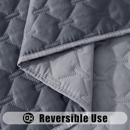 Smiry Waterproof Dog Bed Cover Blanket, Soft Reversible Pet Blanket, Washable Leakproof Cats Dogs Couch Cover for Sofa, Couch, Furniture (52x82 Inch, Grey/Dark Grey)
