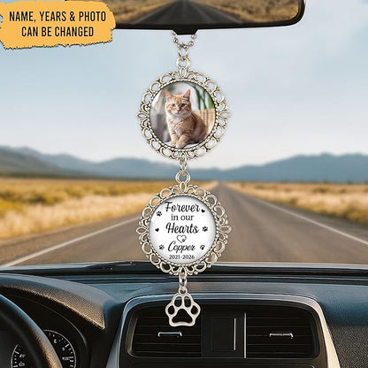 Hyturtle Personalized Pet Memorial Car Hanging Ornament - Custom Photo Pet Memorial Gifts Rearview Mirror Hanging Accessories - Loss of Cat Sympathy Gift - Pet Memorial Gifts for Cats