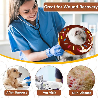 Cat Cone Collar Soft, Cat Recovery Collar for Wound Healing Cute Cat Donut Adjustable Cat Cones to Stop Licking Comfortable Lightweight Neck Elizabethan Collars for Cats Kittens After Surgery