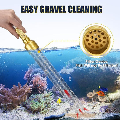 GADFISH Gravel Vacuum for Aquarium Water Changer Fish Tank Cleaning Tools, Siphon Universal Quick Pump Aquarium Water Changing (50ft)