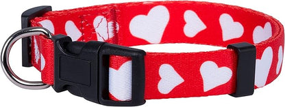 Native Pup Valentine’s Dog Collar- Valentines Day Pet Collars- Valentine Girly Hearts- Pink Red Heart- Cute Boy Girl Puppy Gift- Adjustable for Small, Medium, Large Breeds (Red Heart, Small)