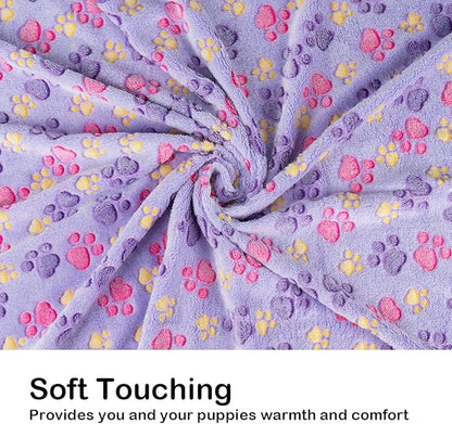 Dono 1 Pack 3 Dog Blankets, Soft Fluffy Fleece Pet Blanket Warm Sleep Mat Paw Print Design Puppy Kitten Throw Blankets Doggy Blanket for Dogs