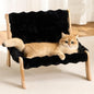 Solid Wood Cat Couch Bed for Indoor Cats, Modern Cat Sofa with Ultra-Soft Plush Surface Washable, Reclined Backrest, Elevated Elevated Cat Lounge Furniture for Small to Adult Pets, Sheen Black