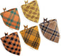 5PCS Dog Bandanas with Button - Thick Triangle Bibs Dual Layer Soft Cotton Scarves for Small Medium Boy Girl Puppy Cat Pet Baby Square Plaid Printing Washable Kerchief Halloween Costumes Outfits