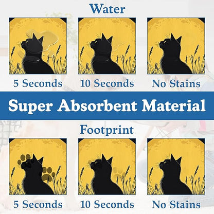 Giner Cat Moon Pet Food Mat for Cats and Dogs–Christmas Stocking Absorbent Quick Dry Feeding Placemat, Non Slip Rubber Base, Waterproof Bowl Mat for Indoor Use, Pet Supplies 12"x20"