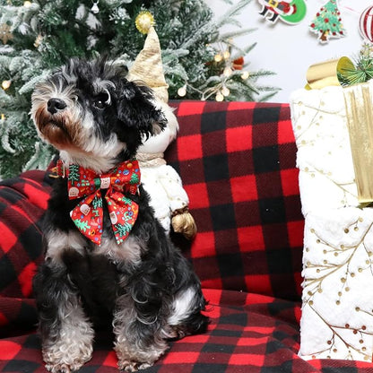Christmas Dog Collar with Bow Tie, Christmas Collar for Puppy Girl Boy Dog or Cat, Bowtie Dogs Collars with Durable Metal Buckle, Cute Pet Collars, M