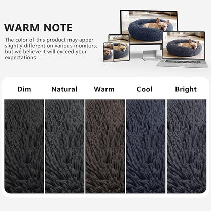 MIXJOY Orthopedic Dog Bed Comfortable Donut Cuddler Round Pet Beds Ultra Soft Washable Dog and Cat Cushion (20''/23''/30'') (23'', Grey-Blue)