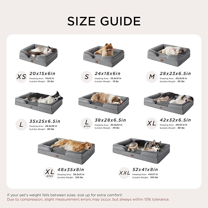 Bedsure Orthopedic Dog Bed Medium Size Dogs - Washable Medium Dog Cat Bed Waterproof, Comfort Pet Couch Sofa with Washable Removable Cover, Pets Bed with Nonskid Bottom, Moss Green, 28"