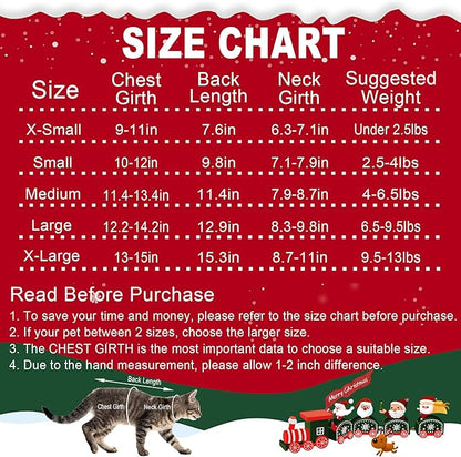 Cat Dog Christmas Sweater Pet Winter Warm Coat Pajamas Small Dog Sweaters Christmas Santa Sweater for Cats Kitty Puppy Small Dogs (Santa, M)