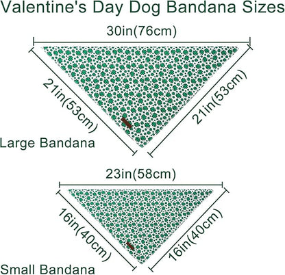 St. Patrick's Dog Bandana, UP URARA PUP Shamrock Triangle Bid Scarf for Medium Large Dogs, Cotton Kerchief for Girl Boy Puppies, Cute Spring Green Bandana,L