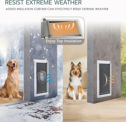 XL Pet Door for Wall Dog Door, 3-Flap XLarge Doggie Door for Exterior Wall, All-Metal Frame and Telescoping Tunnel,Pets Up to 220 Lb (Extra Large Size)