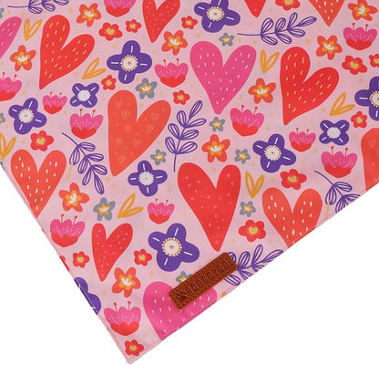 ADOGGYGO Valentines Dog Bandana 2 Pack, Heart and Floral Print Pet Scarf Bib, Adjustable Fit Red Pink Valentines Bandanas for Extra Large Dogs (X-Large)