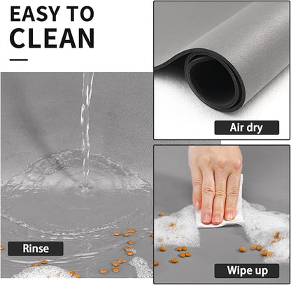 Dog Food Mat - Absorbent Cat Mat for Food and Water, No Stains Pet Feeding Bowl Mat, Easy to Clean Pet Placemats, Quick Dry Dog Water Dispenser Mat for Messy Drinkers | Grey 18"x 28"