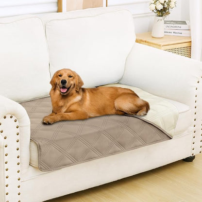 Smiry Waterproof Dog Bed Cover Blanket 30x53, Soft Reversible Pet Blanket, Washable Leakproof Cats Dogs Couch Cover for Sofa, Couch, Furniture, Taupe/Beige