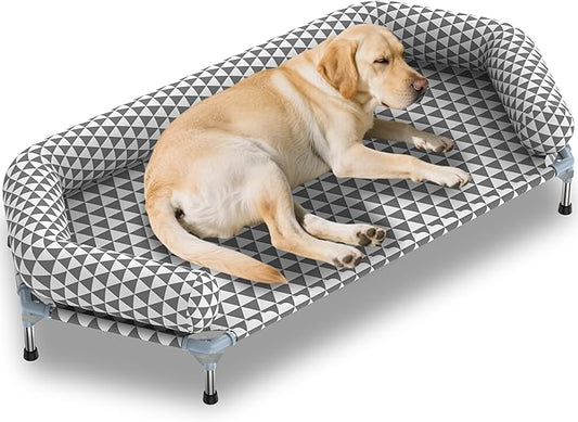 Orthopedic Dog Beds for Large Dogs - Removable Bolsters & cleanable Cover,Elevated Outdoor Dog Bed,Easy to Assemble,Up to 130lbs,Extra Large