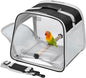 Suertree Small Bird Carrier, Large Window Travel Cage with Stand and Easy Clean Tray for Parrot Parakeet Cockatiels, Lightweight and Portable, Black