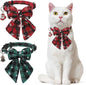 Christmas Cat Collar with Bells & Cute Pendant - Breakaway with Removable Bow Tie for Girl Boy Cats, 2 Pack Holiday Kitten Collar Safety Adjustable