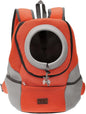 Mogoko Airline Approved Cat Dog Backpack, Puupy Pet Carrier Front Bag with Breathable Head Out Design and Double Mesh Padded Shoulder for Outdoor Travel Hiking (M, Orange)
