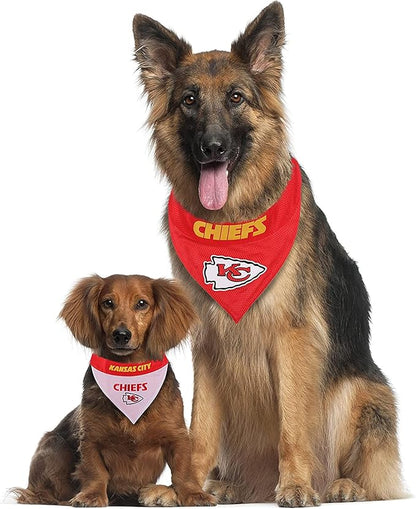Pets First NFL Kansas City Chiefs Reversible Bandana Size XX-Large for Dogs & Cats. 2 Sided Sports Bandana, Premium Embroidery Team Logo, Many NFL Teams Available