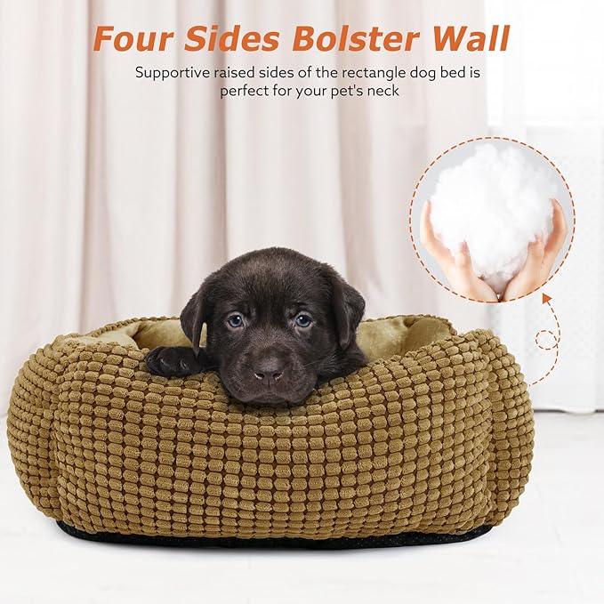 MIXJOY Dog Beds for Medium Dogs Washable, Rectangle Pet Bed Medium Size Dog, Orthopedic Sleeping Pet Sofa Bed, Soft Calming Cat Beds for Indoor Cats, Anti-Slip Bottom with Multiple Size