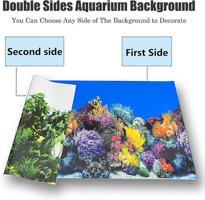 Fish Tank Background Sea Anemone Coral Theme Aquarium Background Poster Fish Backdrop for Aquarium Wallpaper Double-Sided Fish Tank Sticker Paper