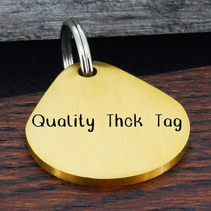Ultra Joys Dog ID Tag, Custom Dog Tag Personalized Cat Tag, Pet ID Tag, Brushed Stainless Steel Teardrop Dog Tag Gold Small