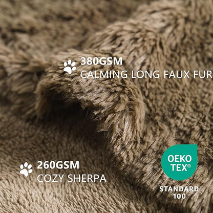 gogobunny Waterproof Dog Blanket for Couch & Furniture Protection - Super Soft Reversible Throw for Large Dogs & Cats, Calming Washable Fur & Sherpa Pet Blanket (50x60 Inch, Stone)