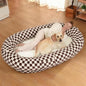 74"x50"x12" Human Dog Bed for Adults, Ultra Plush Waterproof Bean Bag Chair, Machine Washable & Anti-Slip, Memory Foam Oversize Dog Bed for Lounging, Reading, Gaming, Brown Grid